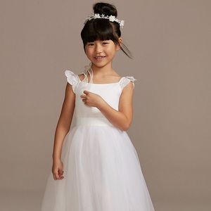 Crochet Cap Sleeve Ruffle Flower Girl Dress